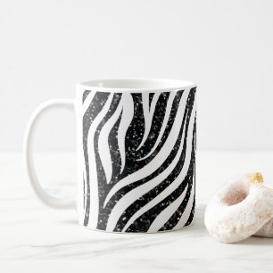 Caneca De Café Listras de Zebra Brilho Preto Impressão de Animais