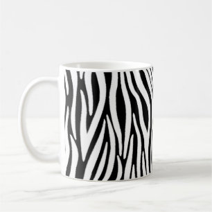Caneca De Café Listras de Zebra em Efeito de Pelo Preto e Branco
