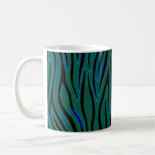 Caneca De Café Listras de Zebra em Estampa Safari Preta e Verde