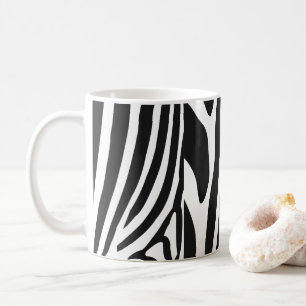 Caneca De Café Listras de Zebra Preta e Branca
