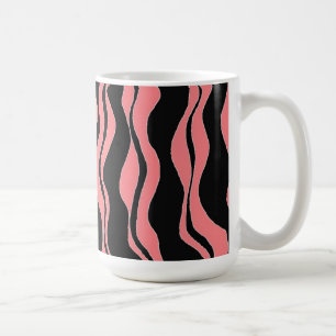 Caneca De Café Listras de Zebra Rosa e Preto