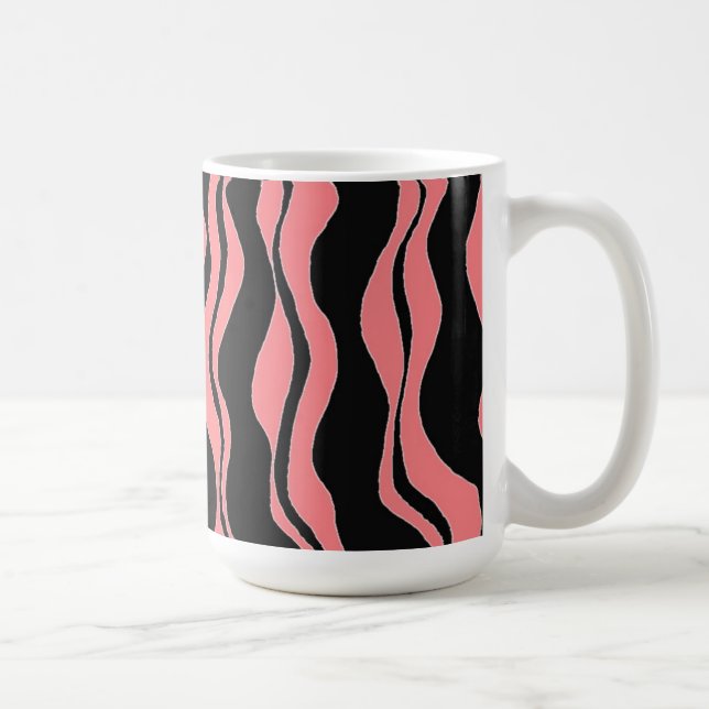 Caneca De Café Listras de Zebra Rosa e Preto (Direita)