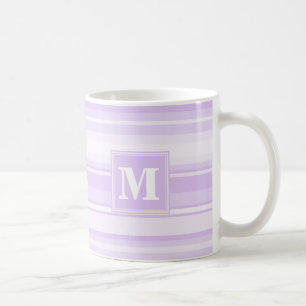 Caneca De Café Listras do lilac do monograma