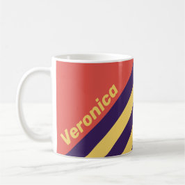 Caneca De Café Listras do pôr do sol do Surf Retro com Nome
