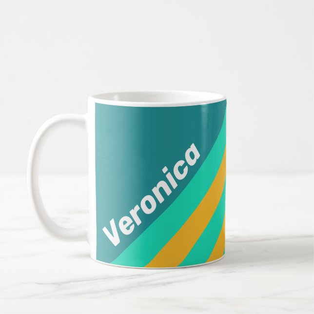 Caneca De Café Listras dos Mares Ensolarados com Nome (Esquerda)
