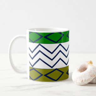 Caneca De Café Listras Geométricas de Chevron Verde
