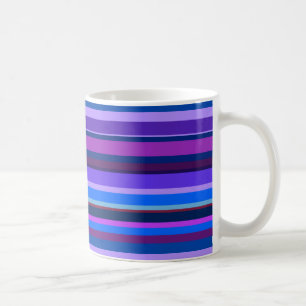 Caneca De Café Listras horizontais azuis e roxas