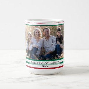 Caneca De Café Listras Horizontais Vermelhas e Verdes Foto Clássi