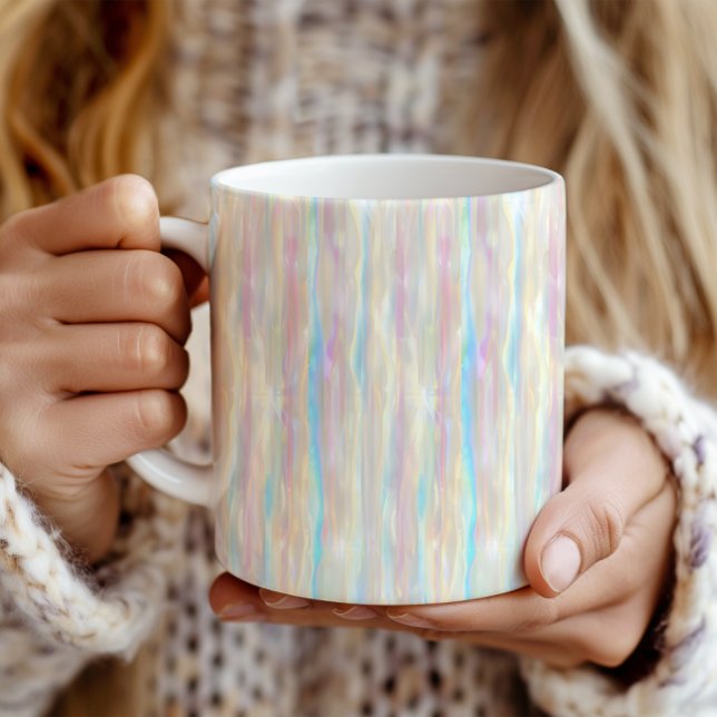 Caneca De Café Listras Iridescentes Cintilantes Cores Pastel Padr (Criador carregado)