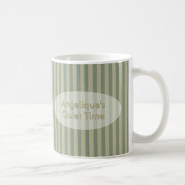Caneca De Café Listras Khaki e bege do tempo quieto com seu texto