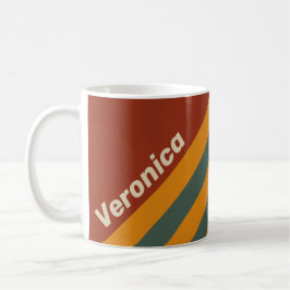 Caneca De Café Listras Laranja Antigas com Nome
