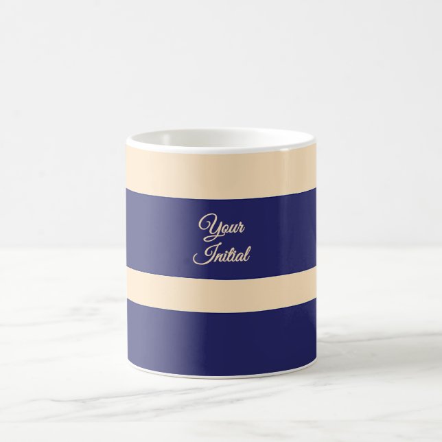 Caneca De Café Listras Largas Azul Escuro e Creme (Centro)