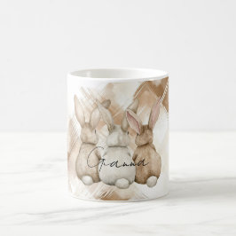 Caneca De Café Listras Marrons Creme Rústico Três Coelho Coelhos