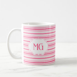 Caneca De Café Listras Minimalistas Monogramadas Retrô