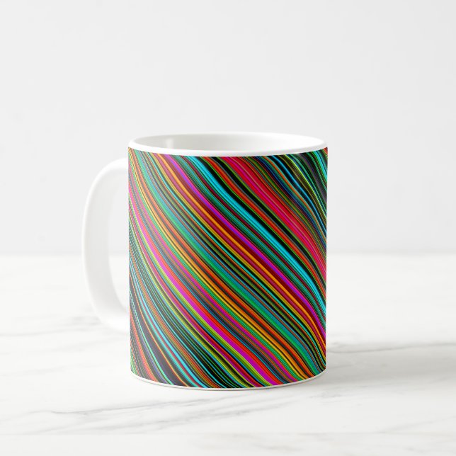 Caneca De Café Listras Multicoloridas Coloridas (Frente Esquerda)