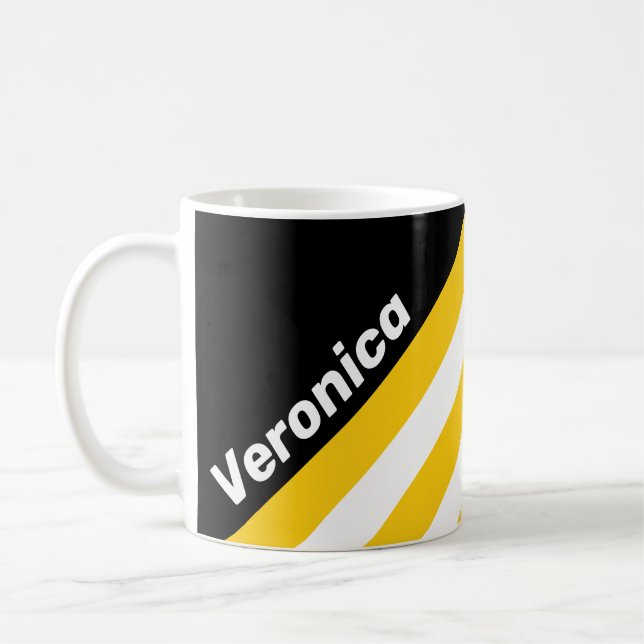 Caneca De Café Listras Nostálgicas da Abelha com Nome (Esquerda)