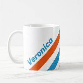 Caneca De Café Listras Nostálgicas de Verão com Nome