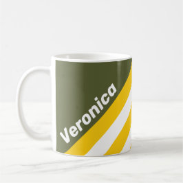 Caneca De Café Listras Nostálgicas Mel Verde com Nome