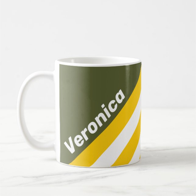 Caneca De Café Listras Nostálgicas Mel Verde com Nome (Esquerda)