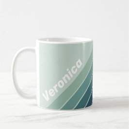 Caneca De Café Listras Nostálgicas Verde Oceano com Nome