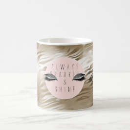 Caneca De Café Listras Olhos Brilho Prata Glamouroso Dourado