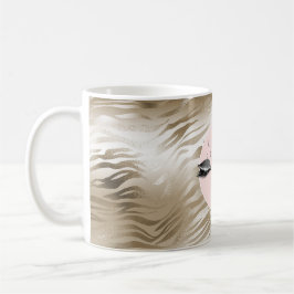 Caneca De Café Listras Olhos Brilho Prata Glamouroso Dourado