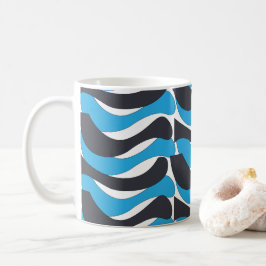 Caneca De Café Listras Onduladas Cinza Azul