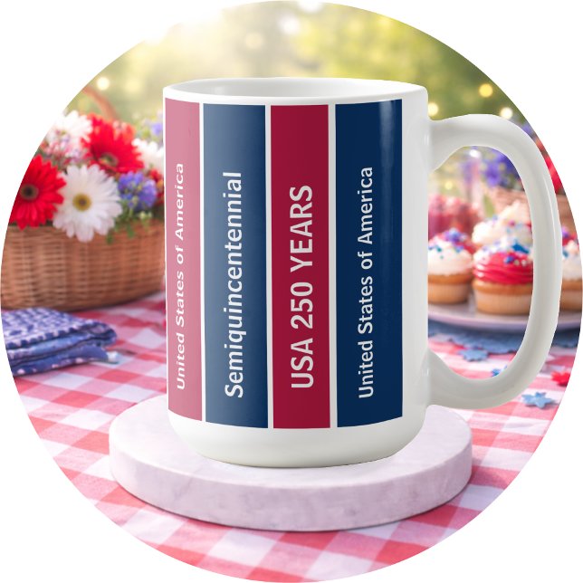 Caneca De Café Listras Patrióticas Semiquincentenário EUA 250 Ano (Criador carregado)