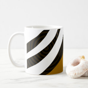Caneca De Café Listras Pretas Marrons Brancas