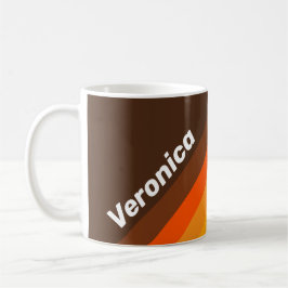 Caneca De Café Listras Retrô Marrons com Nome