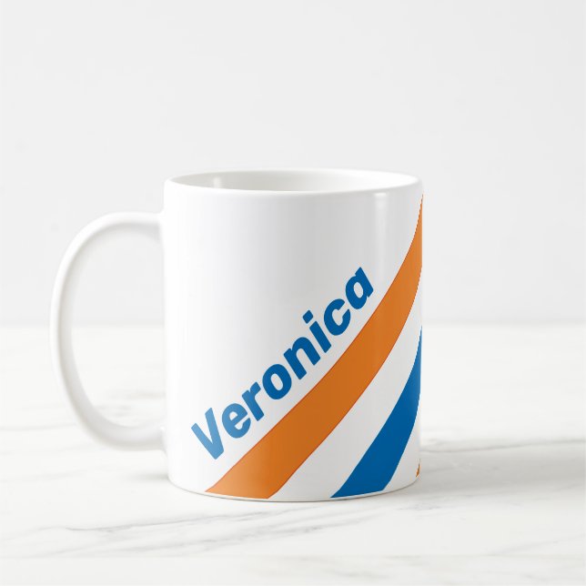 Caneca De Café Listras Retro Nova Amsterdã com Nome (Esquerda)