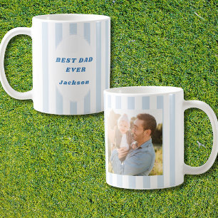 Caneca De Café Listras Retrô Pai Mais Foto Personalizada