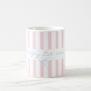 Caneca De Café Listras rosa água de rosa noiva