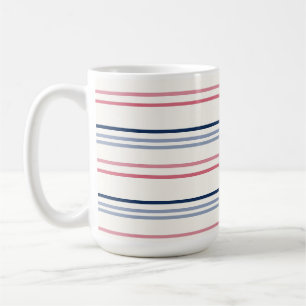 Caneca De Café Listras rosa, azul e branco