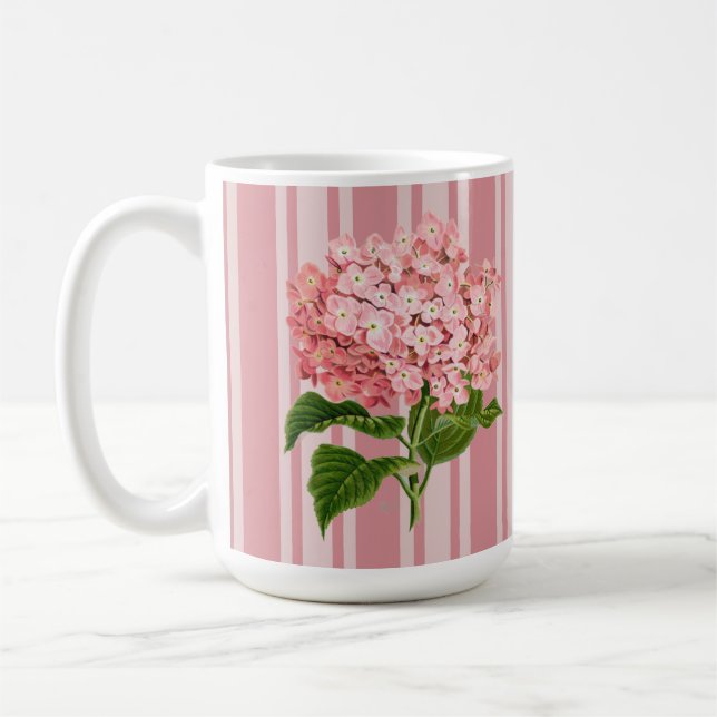 Caneca De Café Listras Rosa e Hortênsia (Esquerda)