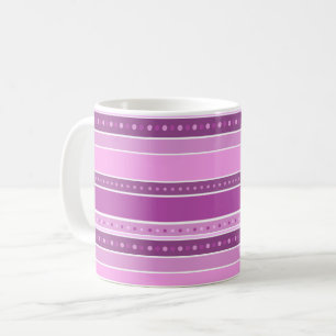 Caneca De Café Listras rosa lilás horizontais com decoração de bo