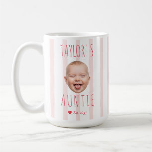 Caneca De Café Listras Rosa Nome e Foto Personalizados Tia com Ro