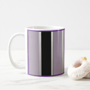 Caneca De Café Listras roxas e pretas na moda com acentos pratead