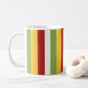 Caneca De Café Listras Verdes Amarelas Vermelhas