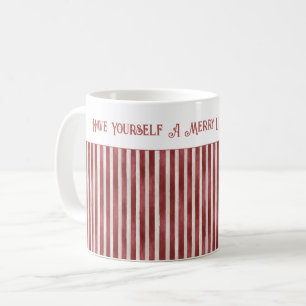 Caneca De Café Listras Vermelhas Brancas Merry Little Christmas