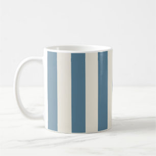 Caneca De Café Listras Verticais Azuis e Creme