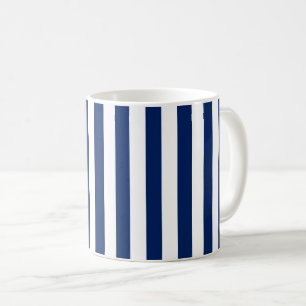Caneca De Café Listras Verticais Azuis Marinho e Brancas