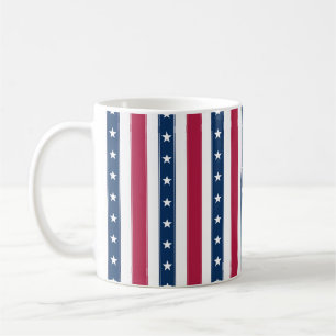 Caneca De Café Listras Verticais com Estrelas Patrióticas