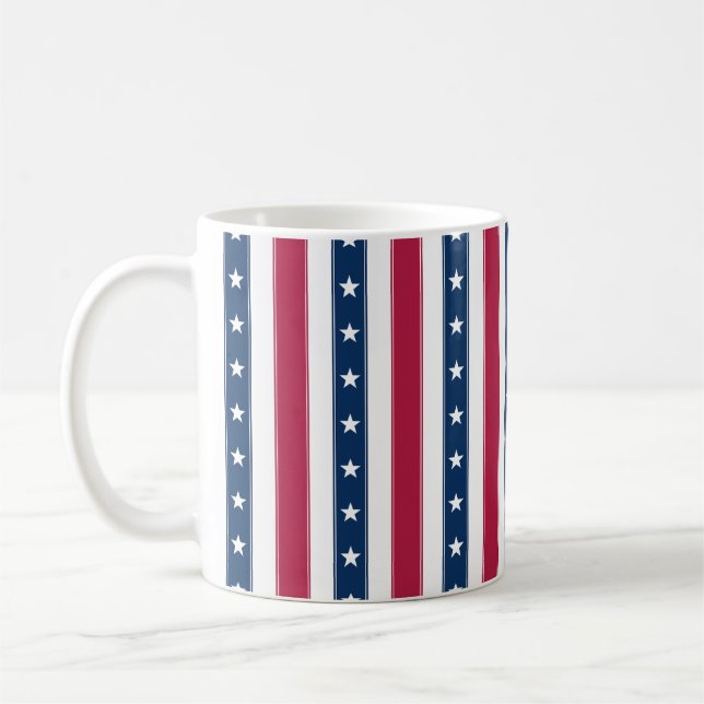 Caneca De Café Listras Verticais com Estrelas Patrióticas (Esquerda)