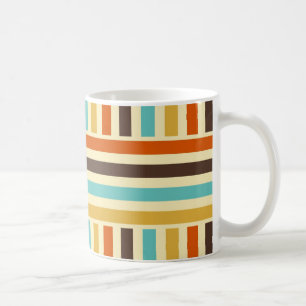 Caneca De Café Listras Verticais Horizontais Azul Amarelo Vermelh