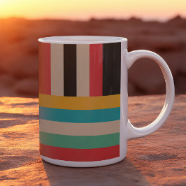 Caneca De Café Listras Verticais Horizontais Multicoloridas