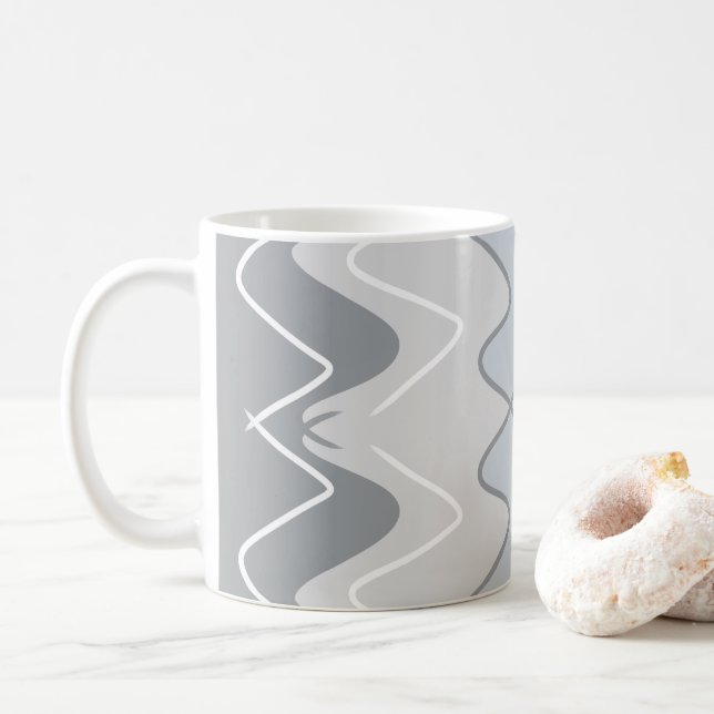 Caneca De Café Listras verticais onduladas, diferentes tons de ci (Com Donut)