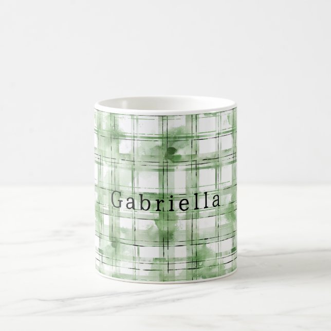 Caneca De Café Listras Xadrez Verde Branco   (Centro)