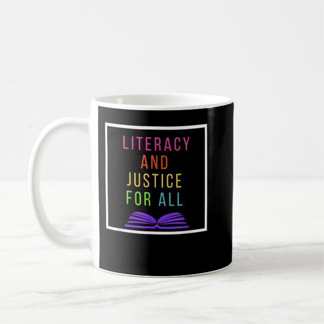 Caneca De Café Literacy and Justice for All Literacy Teacher  Rea (Esquerda)