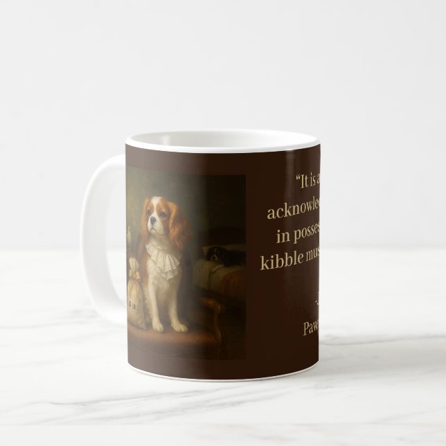 Caneca De Café Literária satírica Jane Pawsten Ccita Cavalier Dog (Frente Esquerda)